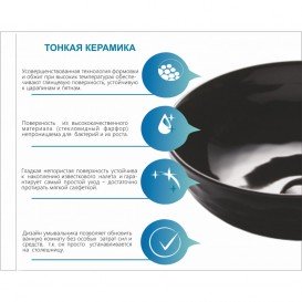 Раковина для ванной Kraus Viva Ø41,9 см керамика глянцевый чёрный KCV-200GBL