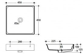 Раковина для ванной квадратная Kerasan Cento подвесная/накладная 45х45 см белая 354401