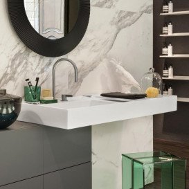 Раковина для ванної Laufen Kartell 120х46 см полиця праворуч з 2 отворами кераміка білий матовий H8133327578151