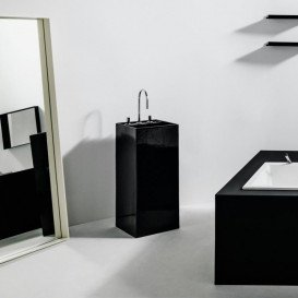 Раковина для ванної Laufen Kartell 37,5х43,5 см підлогова з 3 отворами кераміка чорний глянсовий H8113310201581