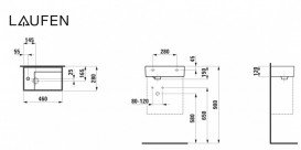 Раковина для ванної Laufen Kartell 46х28 см із прихованим зливом без отворів кераміка чорний глянсовий H8153350201121