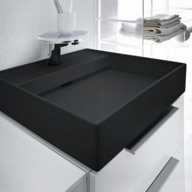 Раковина для ванної Laufen Kartell 46х46 см з 1 отвором без переливу кераміка чорний H8153317161111