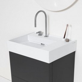  	Раковина для ванной Laufen Kartell 60х46 см со скрытым сливом и с 2 отверстиями керамика белый матовый H8103347578151