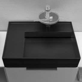 Раковина для ванної Laufen Kartell 60х46 см із прихованим зливом з 1 отвором кераміка чорний глянсовий H8103350201111