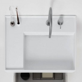 Раковина для ванної Laufen Kartell 60х46 см із прихованим зливом та з 2 отворами кераміка білий матовий H8103357578151
