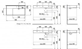 Раковина для ванної Laufen Kartell 90х46 см полиця ліворуч з 1 отвором кераміка графіт матовий H8103397581111