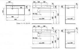 Раковина для ванної Laufen Kartell 90х46 см полиця праворуч без отворів під змішувач кераміка графіт матовий H8103387581121