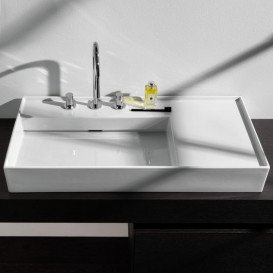 Раковина для ванной Laufen Kartell 90х46 см полка справа c 3 отверстиями керамика белый с покрытием LCC H8103384001581