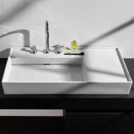 Раковина для ванной Laufen Kartell 90х46 см полка справа c 3 отверстиями керамика белый матовый H8103387571581