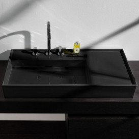 Раковина для ванной Laufen Kartell 90х46 см полка справа c 2 отверстиями керамика черный матовый H8103387168151