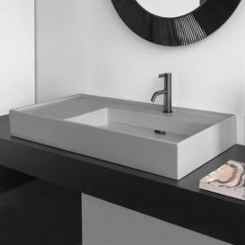 Раковина для ванної Laufen Kartell 90х46 см з 1 отвором полиця зліва шліфована кераміка матовий сірий H8183397591111