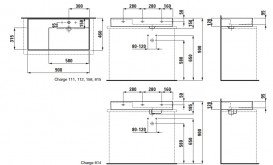 Раковина для ванної Laufen Kartell 90х46 см без отворів полиця зліва шліфована кераміка чорний глянсовий H8183390201121