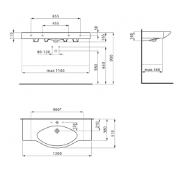 Раковина для ванної Laufen Palace 120х51 см з тримачем рушника білий H8127040001081