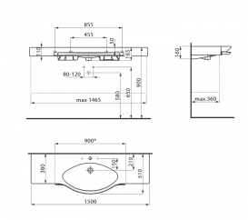 Раковина для ванної Laufen Palace 150х51 см з тримачем рушника  білий H8127060001081