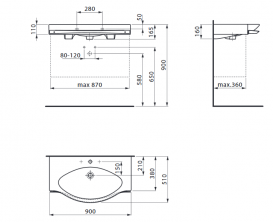 Раковина для ванной Laufen Palace 90х51 см 3 отверстия керамика белый H8117020001081