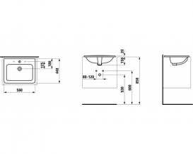 Раковина для ванной Laufen Pro A встраиваемая 56 см белый с покрытием LCC H8139614001041
