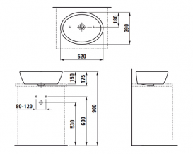 Раковина для ванної Laufen Pro B 52х39 см накладна білий з покриттям LCC H8129644001091