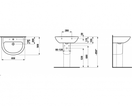 Раковина для ванной Laufen Pro B 65х50 см подвесная белый с покрытием LCC H8109534001041