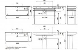 Раковина для ванной Laufen Pro S 120х46,5 см с 2 отверстиями керамика белый H8149650001071