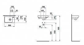 Раковина для ванної Laufen Pro S 36х25 см без отворів кераміка білий з покриттям LCC H8159604001091