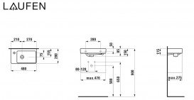Раковина для ванной Laufen Pro S 48х28 см с 1 отверстием слева керамика белый с покрытием LCC H8159554001041