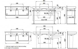 Раковина для ванной Laufen Pro S двойная 120х46,5 см без отверстий керамика белый H8149660001091