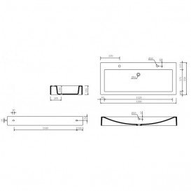 Раковина для ванной Marmorin Ceto 1300 Duet универсальная литой камень белый 170 130 020 xx x