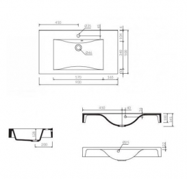 Раковина для ванної Marmorin Dori 900 накладна без крила литий камінь білий P_U_545_02_0900