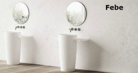 Раковина для ванної Marmorin Febe 90х36 см для підлоги литий камінь білий 460 090 020 xx x