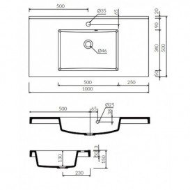 Раковина для ванной Marmorin Greta 1000 врезная с крылом литой камень белый P_U_546_04_1000