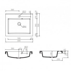 Раковина для ванної Marmorin Greta 600 врізна без крила литий камінь білий P_U_546_01_0600