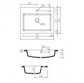 Раковина для ванной Marmorin Hubert 600 врезная без крыла литой камень белый P_U_547_01_0600