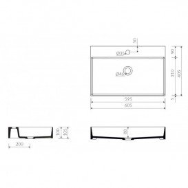 Раковина для ванної Marmorin June 1000 накладна без крила литий камінь білий P_U_621_03_1005