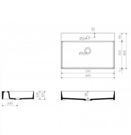 Раковина для ванної Marmorin June 600 накладна без крила литий камінь білий P_U_621_01_0605
