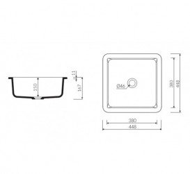 Раковина для ванної Marmorin Lena IV Inset врізна квадратна литий камінь білий P_U_539_07_0448