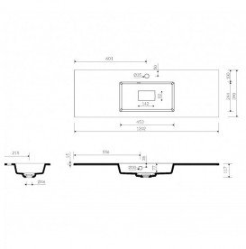 Раковина для ванної Marmorin Lira 1200 врізна з крилом литий камінь білий 640 120 020 xx x