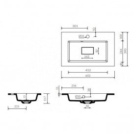 Раковина для ванной Marmorin Lira 600 врезная литой камень белый 640 060 020 xx x