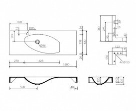 Раковина для ванної Marmorin Ugo 120х43 см литий камінь білий P_U_528_05_1200