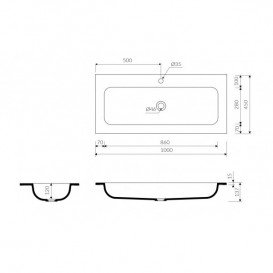 Раковина для ванної Marmorin Mono 1000 врізна без крила литий камінь білий P_U_595_03_1000