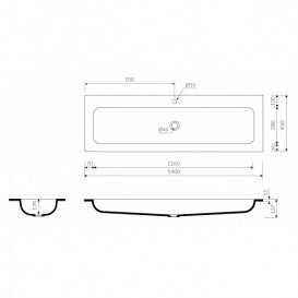 Раковина для ванной Marmorin Mono 1400 врезная без крыла литой камень белый P_U_595_05_1400
