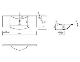 Раковина для ванной Marmorin Pamona 1210 накладная с крылом литой камень белый 320 121 020 xx x