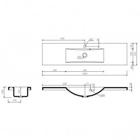 Раковина для ванної Marmorin Talia 1200 вбудована з крилом литий камінь білий 270 120 020 xx x