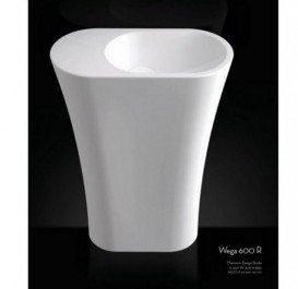 Раковина для ванної Marmorin Wega 60,7х30,5 см правобічна литий камінь білий P 515 060 920 010