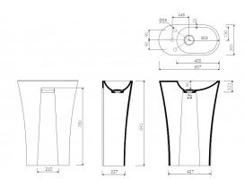 Раковина для ванної Marmorin Wega 60,7х30,5 см правобічна литий камінь білий P 515 060 920 010