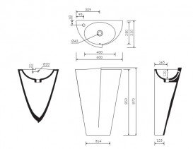 Раковина для ванної Marmorin Zora S підлоги литий камінь білий P_S_531_02_0600