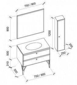 Раковина для ванної Marsan Еліс глянець зі стільницею акриловий камінь матова 750 білий ЭЛИС75АКРИЛ