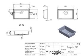 Раковина для ванної Miraggio Bogota 505 мармур литий Miramarble білий матовий 0000665