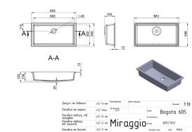 Раковина для ванной Miraggio Bogota 605 литой мрамор Mirasoft Technology белый 0002457