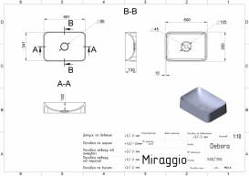 Раковина для ванной Miraggio Debora 50х35 см литой мрамор Miramarble белый/черный матовый 0000731