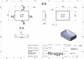 Раковина для ванної Miraggio Debora 50х35 см лита мармур Miramarble білий/чорний матовий 0000731